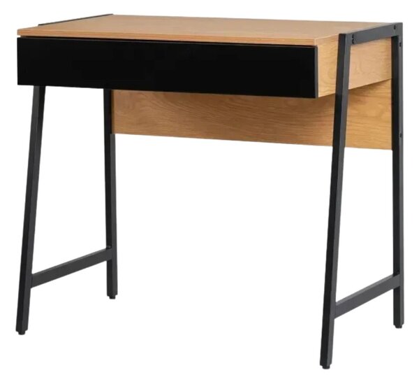 Intenso Home fiókos íróasztal / számítógépasztal 83x48cm | Masszív fém váz, fekete - aranytölgy szín