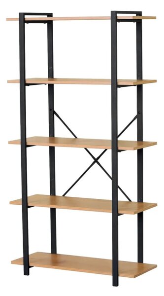 Intenso Home 5 szintes tölgy színű nyitott könyvespolc 80 x 152cm | Univerzális tároló állvány fém lábakkal