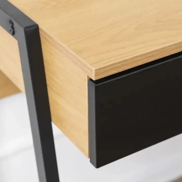 Intenso Home fiókos íróasztal / számítógépasztal 83x48cm | Masszív fém váz, fekete - aranytölgy szín