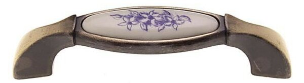C1017 antikolt bronz - kék virág porcelán fogantyú