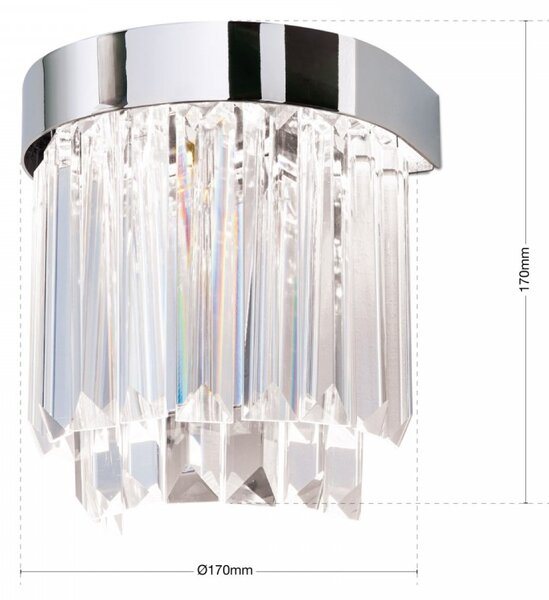 PRISM LED kristály fali lámpa, króm