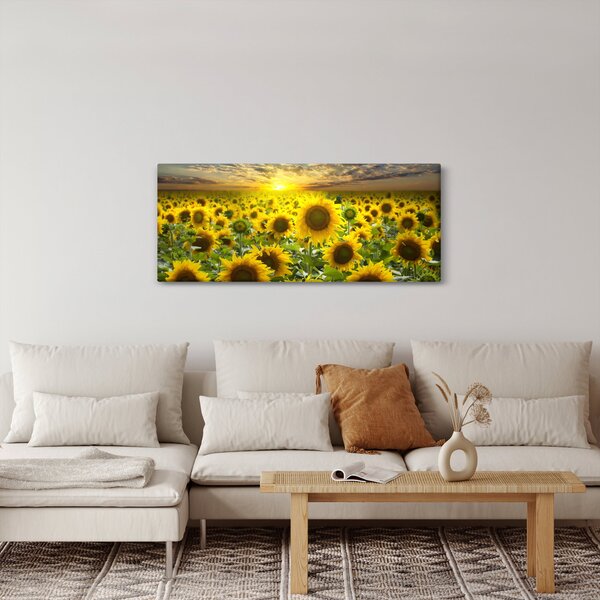 Kép - Napraforgók naplementében (120x50 cm)