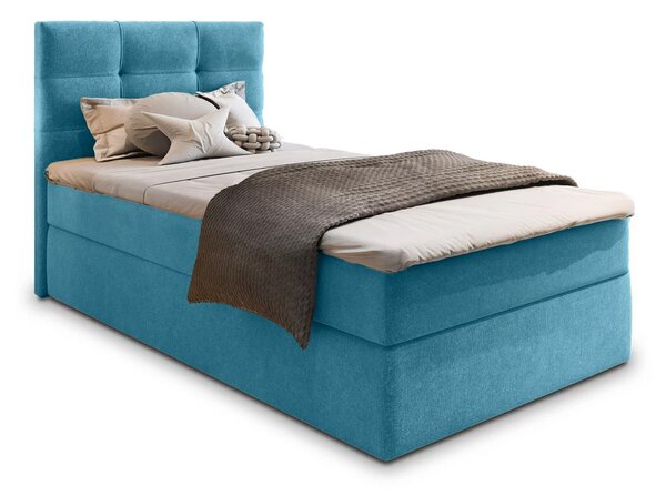 Kárpitozott boxspring ágy GLORIEN VELVET 90x200 cm kék Matrac: Bonell rugós matrac