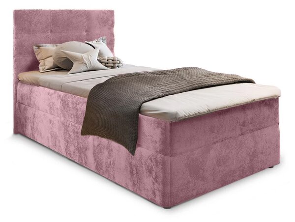 AKCIÓ Kárpitozott boxspring ágy GLORIEN VELVET 90x200 cm rózsaszín II. osztály