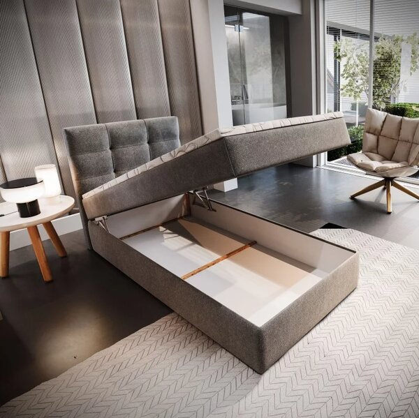 Kárpitozott boxspring ágy GLORIEN VELVET 80x200 cm szürke Matrac: Bonell rugós matrac