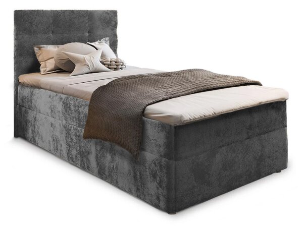 Kárpitozott boxspring ágy GLORIEN VELVET 80x200 cm szürke Matrac: Bonell rugós matrac