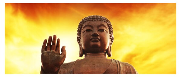 Kép - Buddha piros és sárga háttérrel (120x50 cm)