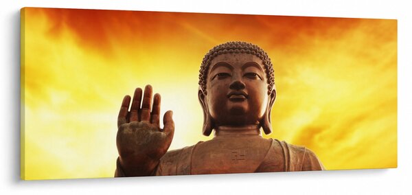 Kép - Buddha piros és sárga háttérrel (120x50 cm)