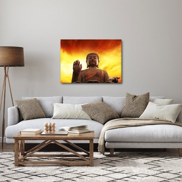 Kép - Buddha piros és sárga háttérrel (70x50 cm)