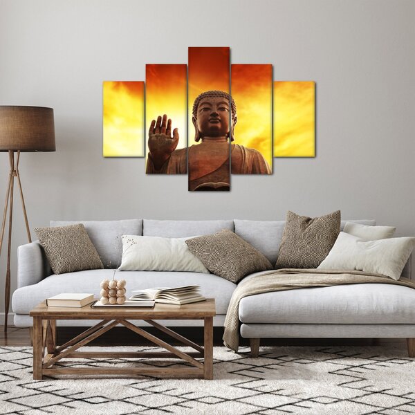 Kép - Buddha piros és sárga háttérrel (150x105 cm)