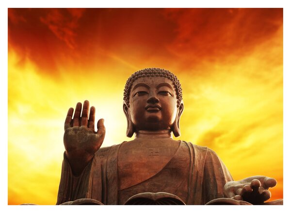 Kép - Buddha piros és sárga háttérrel (70x50 cm)