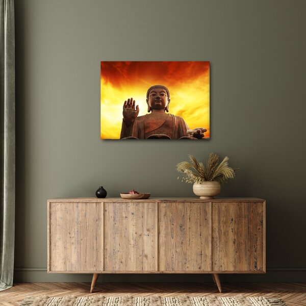 Kép - Buddha piros és sárga háttérrel (70x50 cm)