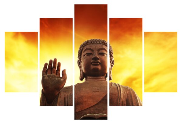 Kép - Buddha piros és sárga háttérrel (150x105 cm)