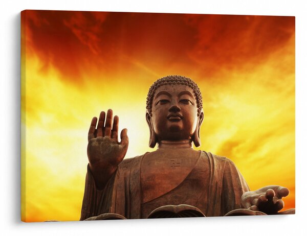 Kép - Buddha piros és sárga háttérrel (70x50 cm)