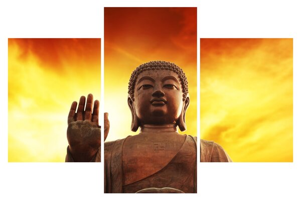 Kép - Buddha piros és sárga háttérrel (90x60 cm)