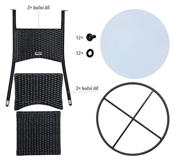 STILISTA Kerti asztal 80 x 80 x 75 cm polyrattan szürke