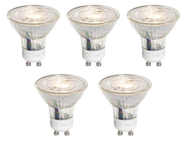 5 darabos GU10 50mm 3 lépésben színhőmérséklet-szabályozható LED izzó, 4.9W 450 lm 2000-2700K