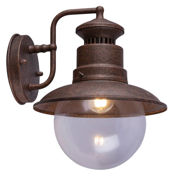 Globo Sella kültéri fali lámpa rozsdaszínű acélból, dimmelhető, Barna / rozsda, fém, Vintage