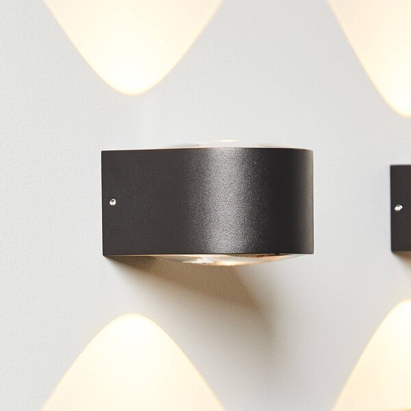 LOOM DESIGN Frey LED fali lámpa IP65 2x6W fekete színű, Fekete, Alumínium, Modern