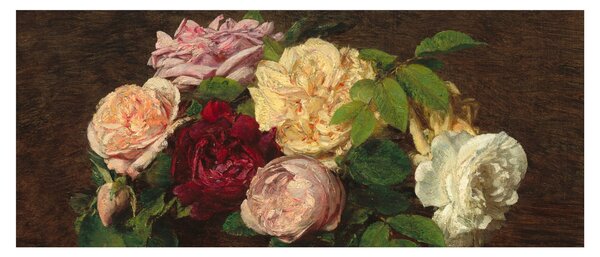 Kép - Henri Fantin-Latour, Roses de Nice on a Table, reprodukciók (120x50 cm)