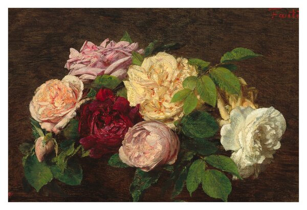 Kép - Henri Fantin-Latour, Roses de Nice on a Table, reprodukciók (90x60 cm)