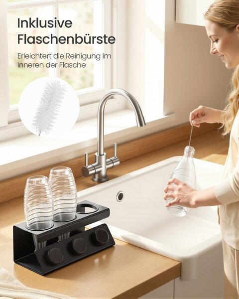 Suport uscare vase / sticle Songmics, Paxton, Negru, 30x13.7x11.7 cm