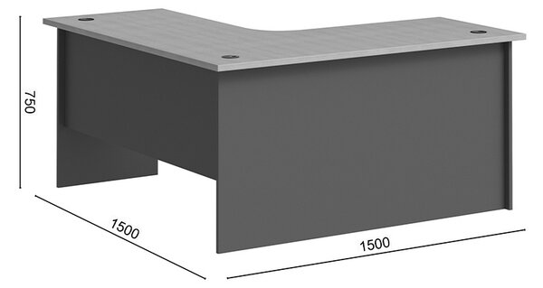 Birou coltar Fesialo, Antracit, 150x150x75 cm