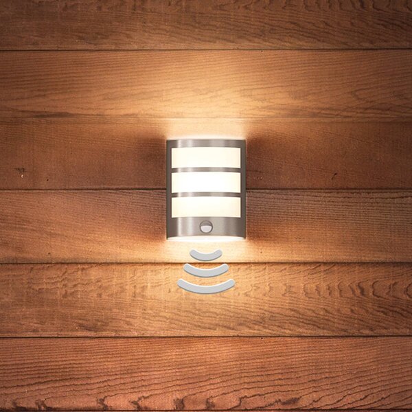 Philips Python LED szenzoros kültéri falilámpa rozsdamentes acélból, Alu / szürke / cink, Rozsdamentes acél, Modern