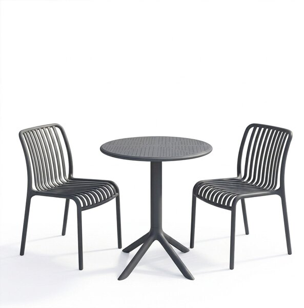 Set mobilier dining 3 piese Mercon Zoi, Antracit, 60x60x75 cm