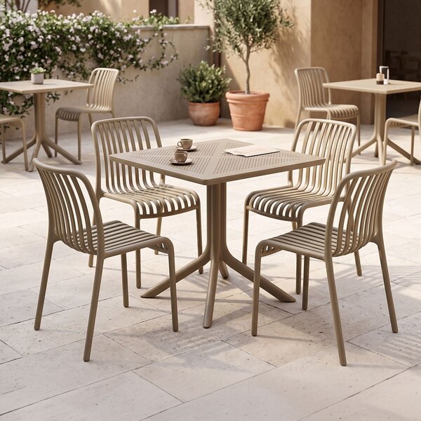 Set 5 buc. mobilier dining Zoi Groovy, Cappuccino, 80x80x74 cm