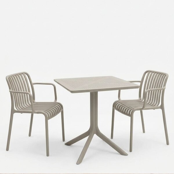 Set mobilier dining 3 piese Zoi Groovy, Cappuccino, 80x80x74 cm