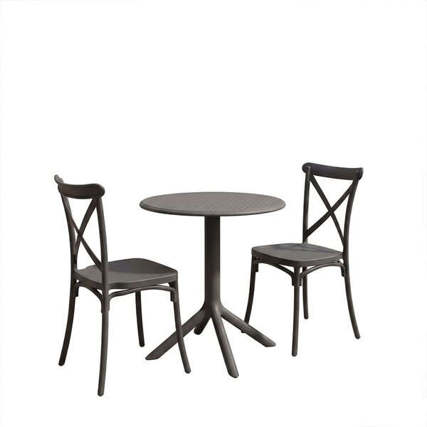Set mobilier dining 3 piese Mercon Crossie, Antracit, 60x60x75 cm