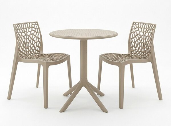 Set mobilier dining 3 piese Mercon Hush, Cappuccino, 60x60x75 cm