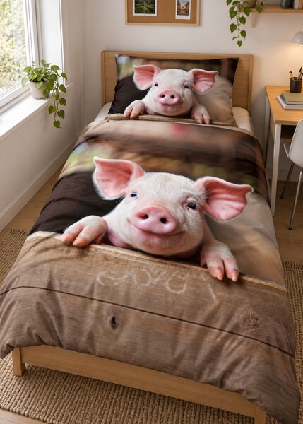 3d ágyneműhuzat Piggy mikroplüss 140x200 cm