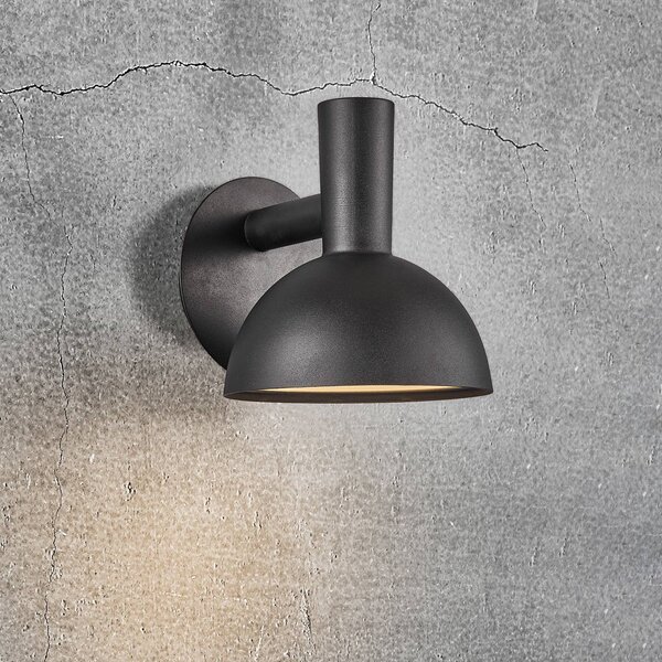 Nordlux Kültéri fali lámpa Arki fekete Ø 20 cm, dimmelhető, Fekete, fém, Modern