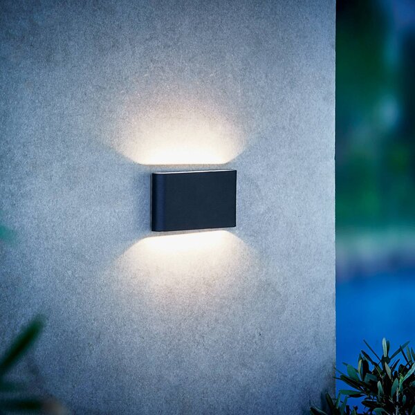 Nordlux LED kültéri fali lámpa Kinver lapos forma, fekete, Fekete, fém, Modern