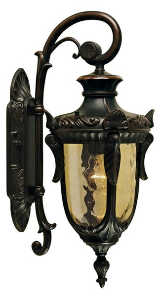Elstead Philadelphia kültéri fali lámpa, 52 cm, bronz/borostyán, IP43, Bronz / antik sárgaréz, fém, Vidéki otthon / Rusztikus