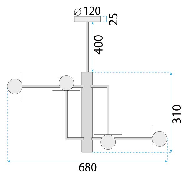 Mennyezeti lámpa APP1668-6CP Black