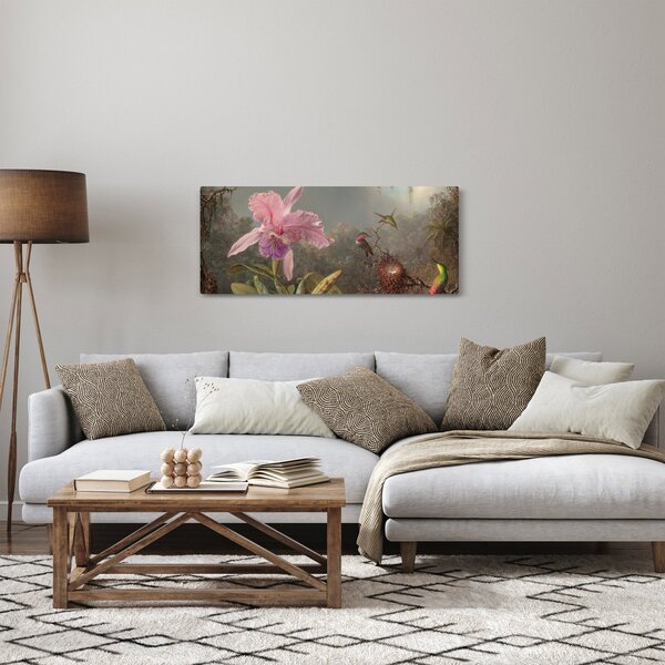 Kép - Martin Johnson Heade, Cattleya Orchid and Three Hummingbirds, reprodukciók (120x50 cm)
