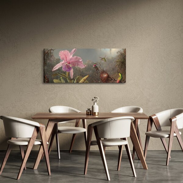 Kép - Martin Johnson Heade, Cattleya Orchid and Three Hummingbirds, reprodukciók (120x50 cm)