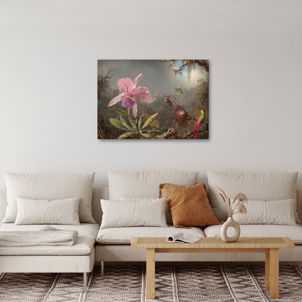 Kép - Martin Johnson Heade, Cattleya Orchid and Three Hummingbirds, reprodukciók (70x50 cm)