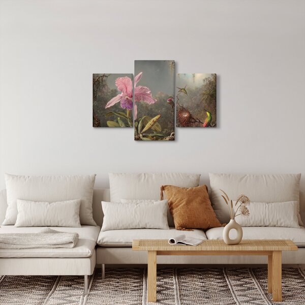Kép - Martin Johnson Heade, Cattleya Orchid and Three Hummingbirds, reprodukciók (90x60 cm)