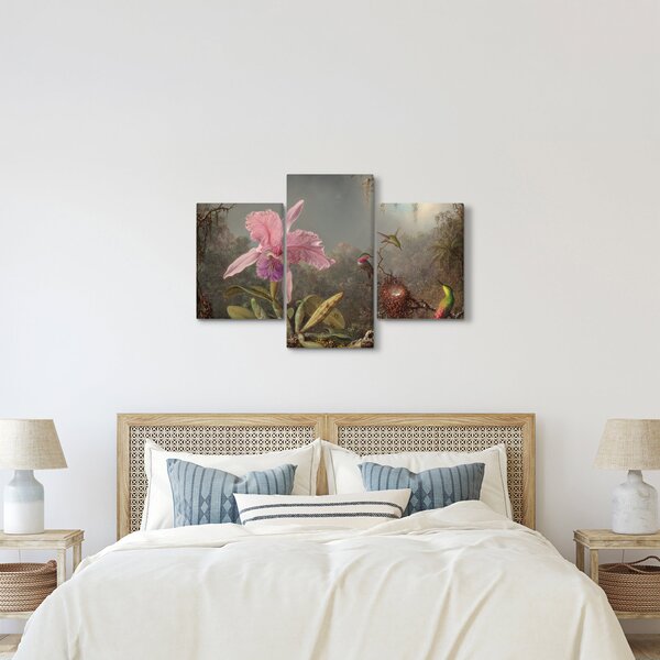 Kép - Martin Johnson Heade, Cattleya Orchid and Three Hummingbirds, reprodukciók (90x60 cm)