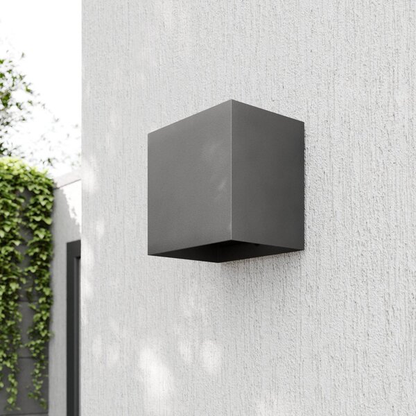 Lucande LED kültéri fali lámpa Evie, 14 cm, antracit, fel/le, fel/le, Alu / szürke / cink, Alumínium, Modern