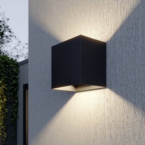Lucande LED kültéri fali lámpa Evie, 14 cm, antracit, fel/le, fel/le, Alu / szürke / cink, Alumínium, Modern
