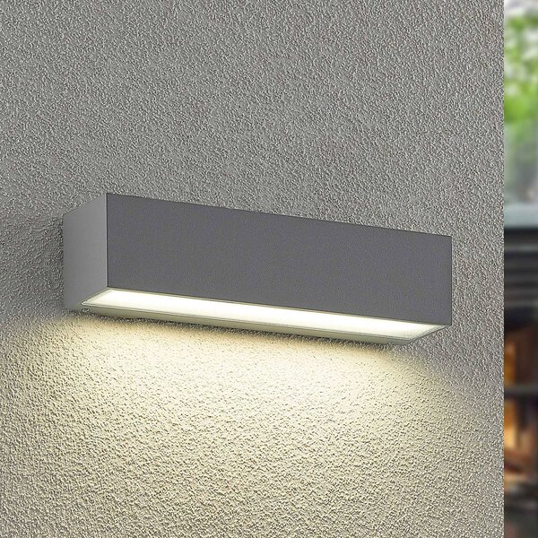 Arcchio LED kültéri falilámpa Lengo, 25 cm, 1 izzó, szürke, CCT, Alu / szürke / cink, Alumínium, Modern