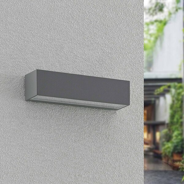 Arcchio LED kültéri falilámpa Lengo, 25 cm, 1 izzó, szürke, CCT, Alu / szürke / cink, Alumínium, Modern