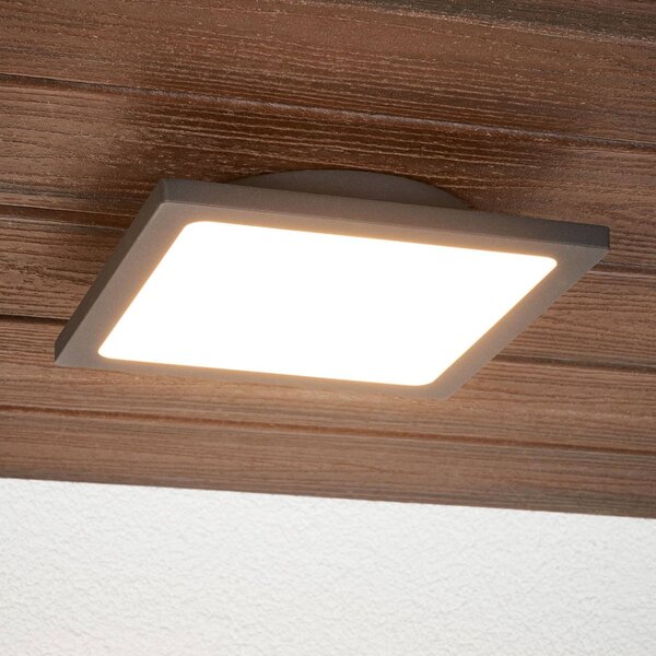 Lucande LED kültéri mennyezeti világítás Mabella, 23 cm, érzékelő, IP65, Fekete, Alumínium, Modern