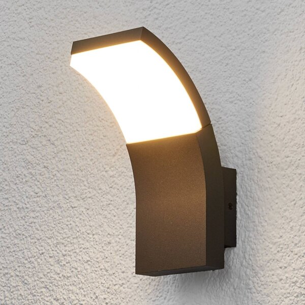 Lucande LED kültéri fali világítás Timm, 20 cm, antracit, IP54, Fekete, Alumínium, Modern