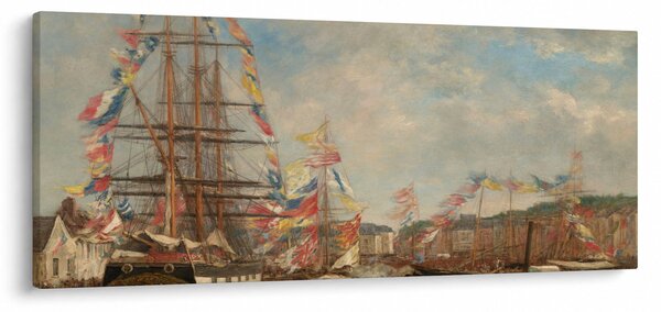 Kép - Eugène Boudin, Festival in the Harbor of Honfleur, reprodukciók (120x50 cm)